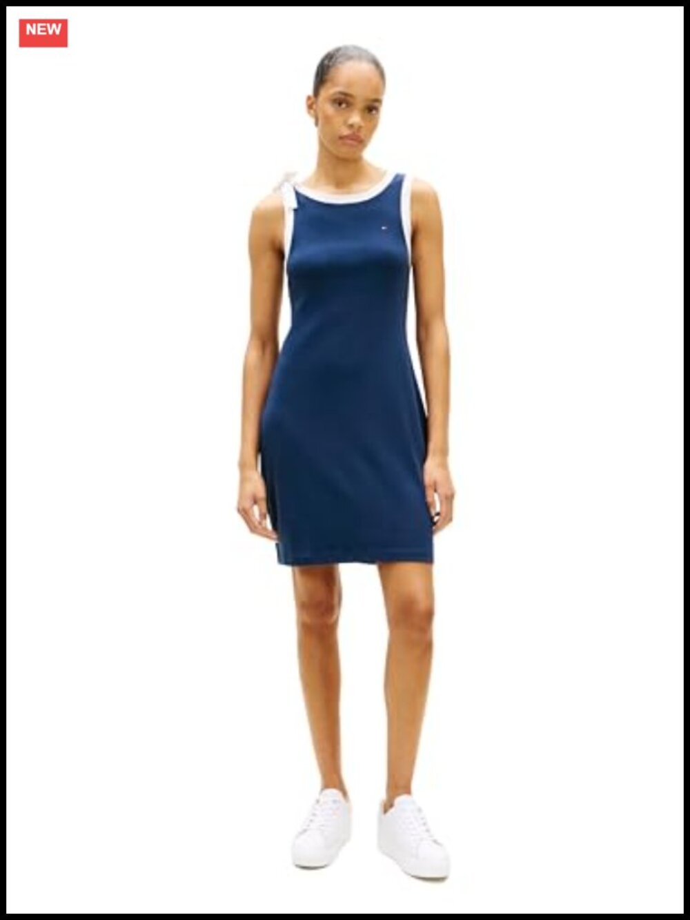 Tommy Hilfiger Women's Sleeveless Cotton T-Shirt Dress with Bow Detail Casual